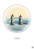 Affiche London – Poster illustration vintage – Tower Bridge | Gravura – Fond clair