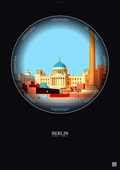 Affiche Berlin – Poster illustration vintage – Famous Viewpoint Of Berlin | Gravura – Fond foncé