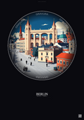 Affiche Berlin – Poster illustration vintage – Historic Old Town Of Berlin | Gravura – Fond foncé