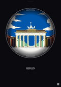 Affiche Berlin – Poster illustration vintage – Most Iconic Landmark Of Berlin | Gravura – Fond foncé