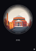 Affiche Rome – Poster illustration vintage – Pantheon | Gravura – Fond foncé