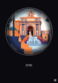 Affiche Rome – Poster illustration vintage – Trevi Fountain | Gravura – Fond foncé