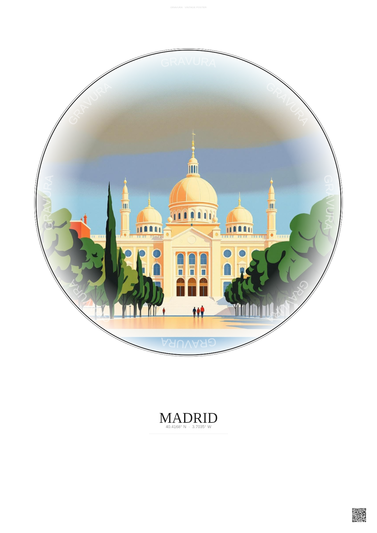 Affiche Madrid – Poster illustration vintage – Madrid | Gravura – Fond clair