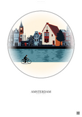 Affiche Amsterdam – Poster illustration vintage – Anne Frank House | Gravura – Fond clair
