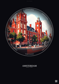 Affiche Amsterdam – Poster illustration vintage – Rijksmuseum | Gravura – Fond foncé