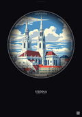 Affiche Vienna – Poster illustration vintage – Famous Viewpoint Of Vienna | Gravura – Fond foncé