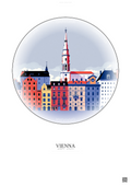 Affiche Vienna – Poster illustration vintage – Historic Old Town Of Vienna | Gravura – Fond clair