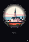 Affiche Vienna – Poster illustration vintage – Most Iconic Landmark Of Vienna | Gravura – Fond foncé