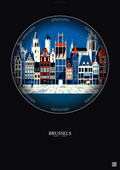 Affiche Brussels – Poster illustration vintage – Brussels | Gravura – Fond foncé
