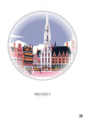 Affiche Brussels – Poster illustration vintage – Grand Place | Gravura – Fond clair