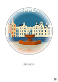 Affiche Brussels – Poster illustration vintage – Manneken Pis | Gravura – Fond clair
