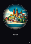 Affiche Warsaw – Poster illustration vintage – Warsaw | Gravura – Fond foncé
