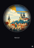 Affiche Prague – Poster illustration vintage – Historic Old Town Of Prague | Gravura – Fond foncé
