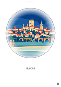 Affiche Prague – Poster illustration vintage – Most Iconic Landmark Of Prague | Gravura – Fond clair