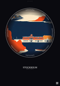 Affiche Stockholm – Poster illustration vintage – Nationalmuseum | Gravura – Fond foncé