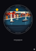Affiche Stockholm – Poster illustration vintage – Stockholm | Gravura – Fond foncé