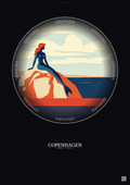 Affiche Copenhagen – Poster illustration vintage – Most Iconic Landmark Of Copenhagen | Gravura – Fond foncé