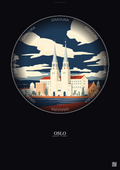 Affiche Oslo – Poster illustration vintage – Oslo | Gravura – Fond foncé