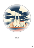 Affiche Oslo – Poster illustration vintage – Oslo | Gravura – Fond clair