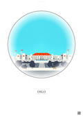 Affiche Oslo – Poster illustration vintage – Ullevaal Stadion | Gravura – Fond clair