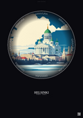 Affiche Helsinki – Poster illustration vintage – Helsinki Cathedral | Gravura – Fond foncé