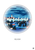 Affiche Helsinki – Poster illustration vintage – Helsinki Olympic Stadium | Gravura – Fond clair
