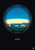 Affiche Dublin – Poster illustration vintage – Aviva Stadium | Gravura – Fond foncé