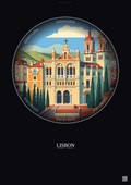 Affiche Lisbon – Poster illustration vintage – Jeronimos Monastery | Gravura – Fond foncé