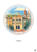 Affiche Lisbon – Poster illustration vintage – Jeronimos Monastery | Gravura – Fond clair