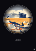 Affiche Athens – Poster illustration vintage – Athens | Gravura – Fond foncé