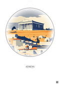 Affiche Athens – Poster illustration vintage – Athens | Gravura – Fond clair