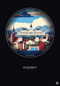 Affiche Bucharest – Poster illustration vintage – Bucharest | Gravura – Fond foncé