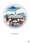 Affiche Bucharest – Poster illustration vintage – Bucharest | Gravura – Fond clair