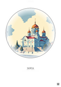 Affiche Sofia – Poster illustration vintage – Alexander Nevsky Cathedral | Gravura – Fond clair