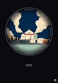 Affiche Sofia – Poster illustration vintage – Boyana Church | Gravura – Fond foncé