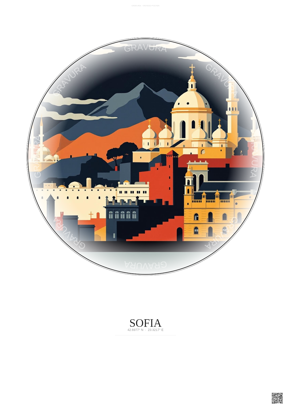 Affiche Sofia – Poster illustration vintage – Sofia | Gravura – Fond clair
