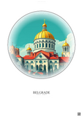 Affiche Belgrade – Poster illustration vintage – Church Of Saint Sava | Gravura – Fond clair