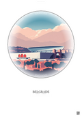 Affiche Belgrade – Poster illustration vintage – Rajko Mitic Stadium | Gravura – Fond clair