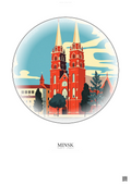Affiche Minsk – Poster illustration vintage – Church Of Saints Simon And Helena | Gravura – Fond clair