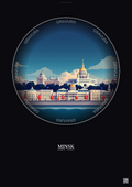 Affiche Minsk – Poster illustration vintage – Minsk | Gravura – Fond foncé