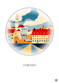Affiche Ljubljana – Poster illustration vintage – National Gallery Of Slovenia | Gravura – Fond clair