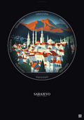 Affiche Sarajevo – Poster illustration vintage – Sarajevo | Gravura – Fond foncé