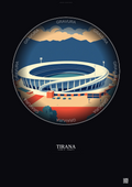 Affiche Tirana – Poster illustration vintage – Air Albania Stadium | Gravura – Fond foncé