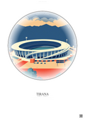 Affiche Tirana – Poster illustration vintage – Air Albania Stadium | Gravura – Fond clair