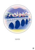Affiche Skopje – Poster illustration vintage – Skopje | Gravura – Fond clair