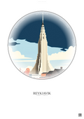 Affiche Reykjavik – Poster illustration vintage – Most Iconic Landmark Of Reykjavik | Gravura – Fond clair
