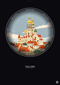 Affiche Tallinn – Poster illustration vintage – Tallinn | Gravura – Fond foncé