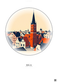 Affiche Riga – Poster illustration vintage – St Peter S Church | Gravura – Fond clair