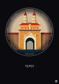 Affiche Vilnius – Poster illustration vintage – Gate Of Dawn | Gravura – Fond foncé