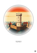 Affiche Vilnius – Poster illustration vintage – Gediminas Tower | Gravura – Fond clair